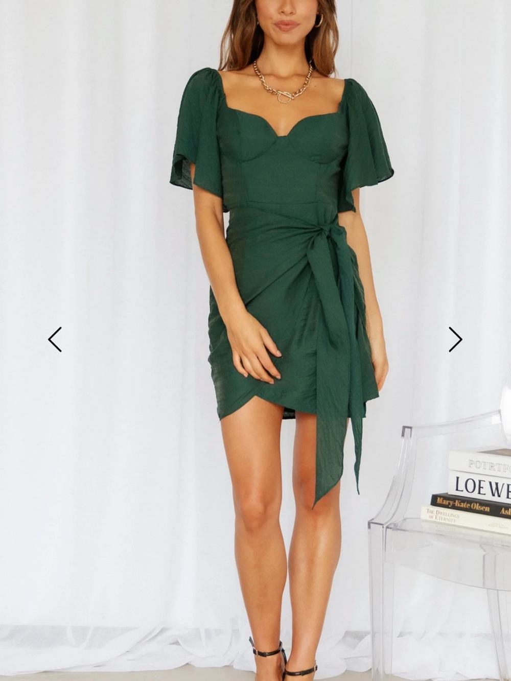 Hello Molly Emerald Tie-Front Mini Dress NWT Christmas Holidays